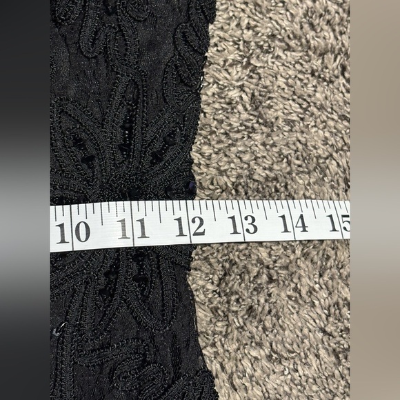 Cache Vintage Y2K Black Beaded Goth Witchy Flapper Mesh Flared Dress Size 2 - Picture 15 of 16